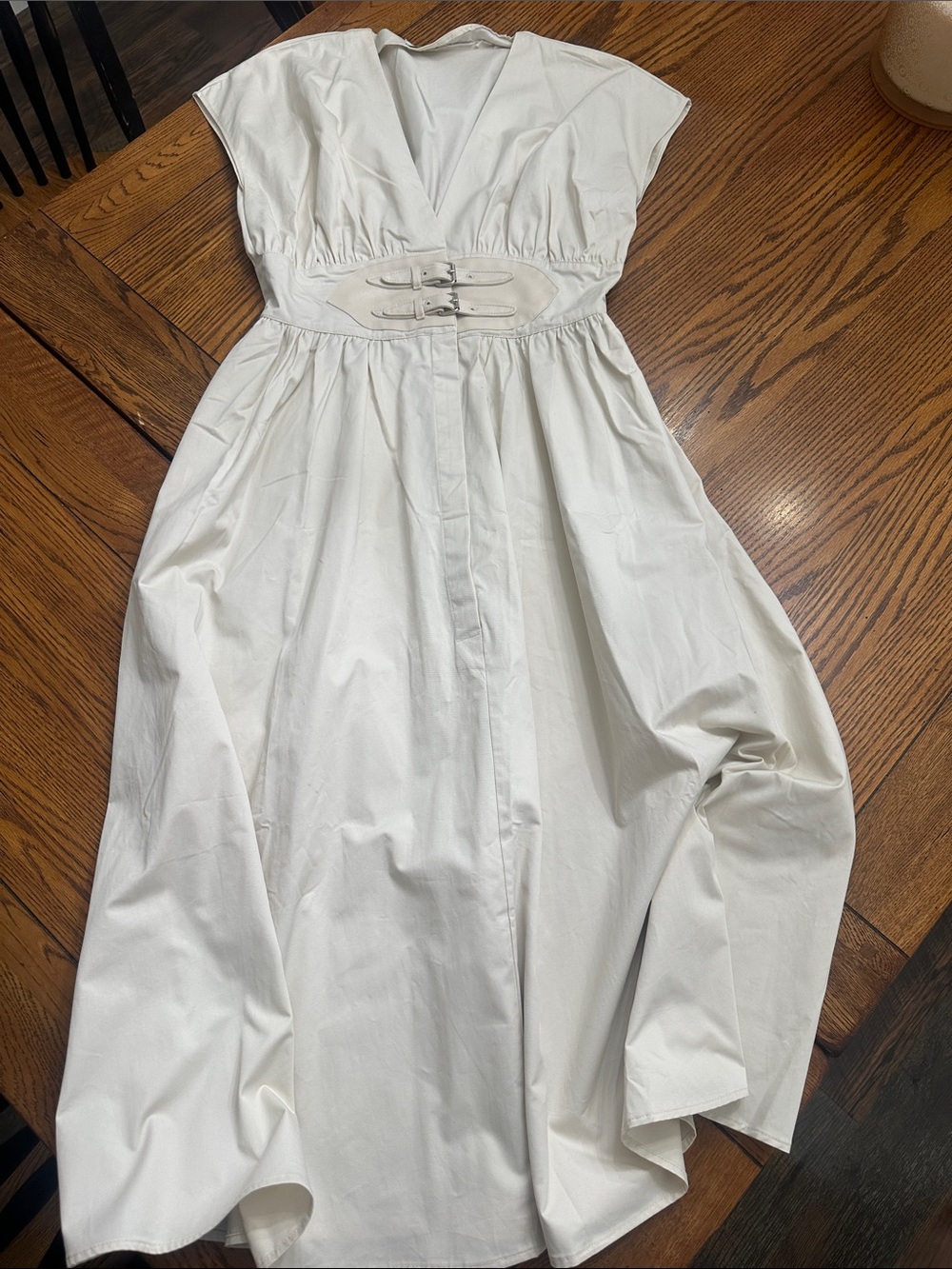 Women's White Midi Dress with Buckle Waist from Savannah Sevens